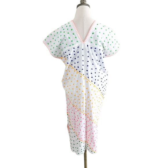 Vintage Multicolor Handmade Embroidered Cat Dress Size XS/Small V-Neck Pocket - Picture 7 of 9